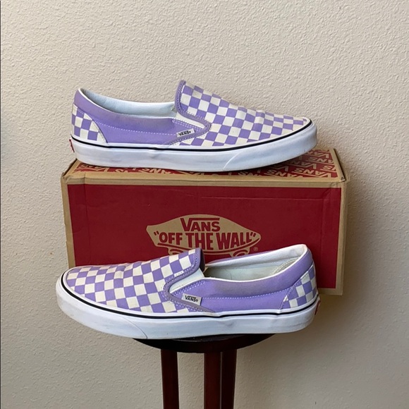 light purple vans checkered